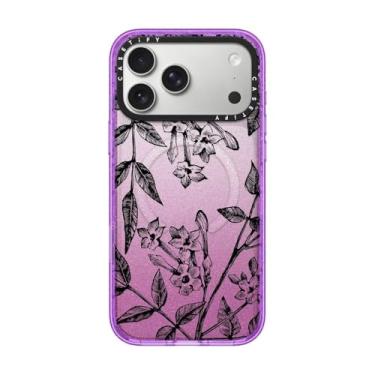 Imagem de CASETiFY Capa Impact para iPhone 17 Pro Max [fina/compatível com Magsafe/2,5 m. Proteção contra quedas de grau militar 4X] - Jasmim Botânico - Glitter Roxo