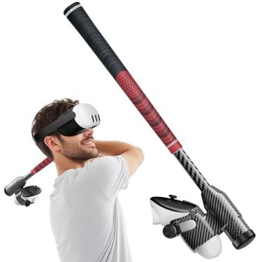 Imagem de VR Golf Club Attachment Compatible with Meta/Oculus Quest 3/3S, No Slip Real Golf Rubber with Premium Carbon Fiber Grip, 100% Tracking and Golf Club Weighted Design - Right Controller(Red)