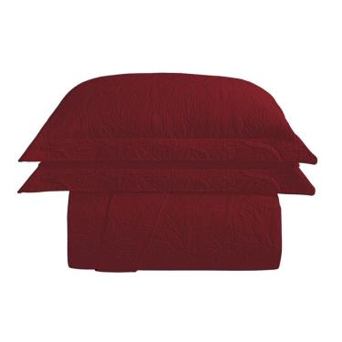 Imagem de Kit Cobre Leito Colcha Charlote Solteiro 2 Peças Dupla Face Liso Classic - Vermelho - 1...