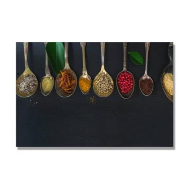 Imagem de NHLDZYH Tela decorativa cozinha, arte vintage especiarias coloridas, arte de parede quadros para sala de estar quarto cozinha. C47. 80 x 120 cm. Apenas tela