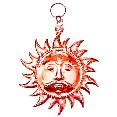 Imagem de Ídolo de parede Sun Face – Mural decorativo com acabamento de cobre para casa, escritório e sala de meditação