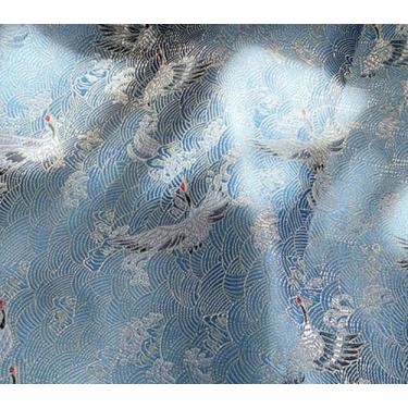 Imagem de JUANJUAN Tecido brocado por jarda, 74 cm para bricolage, artesanato, brilho luxuoso, vestido de casamento drapeado leve e nítido, fantasias, moda, SE (tamanho: 1 m/39,3 polegadas, cor: 24- azul claro)