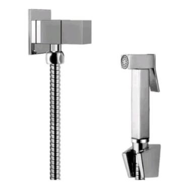 Imagem de Ducha Higiênica Quadrada Metal Inox Chuveirinho Intima Banheiro Luxo 1.2m(DUCHA PRATA)