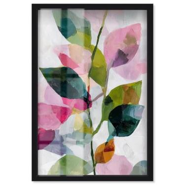 Imagem de Vibrant Leaves III Shadowbox Print Pink Palm Wall Art por Art Remedy, moldura preta, 43 x 63 cm