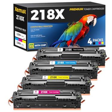 Imagem de Cartuchos de toner 218X não OEM com chip, compatíveis com impressoras HP-218X HP218X W2180X W2181X W2182X W2183X com laser Jet Pro 3201dw MFP 3301cdw 3301fdw 3301sdw (5 pacotes, 2 Mags pretos ciano