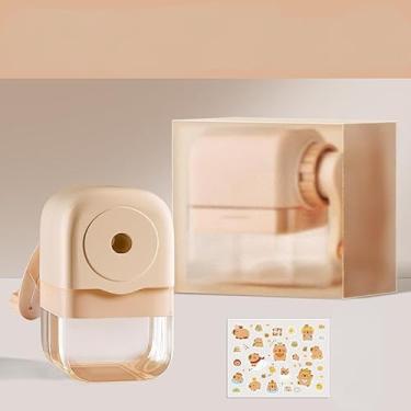 Imagem de Apontador de lápis manual com alimentação automática, apontador de manivela para lápis padrão e de cor, com gaveta grande de aparas para escola, escritório, casa, bege
