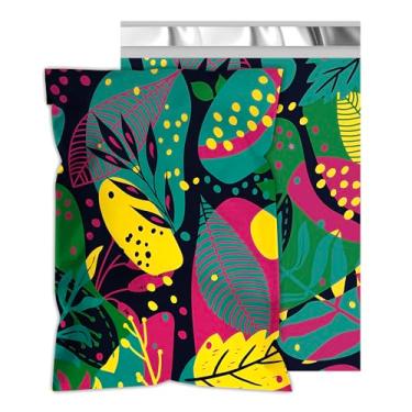 Imagem de Envelopes de poliéster de 30 x 40 cm, 50 unidades - Sacos de envio impressos com folhas verdes, espessura de 2,4 mm, envelopes de correspondência impermeáveis e resistentes a rasgos, sacos de