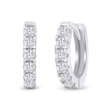 Imagem de Brincos de argola de moissanita banhados a ouro 18 quilates para mulheres | Brincos de argola de cartilagem minúscula moissanite criados em laboratório | Brincos delicados para mulheres (0,27 a 0,42