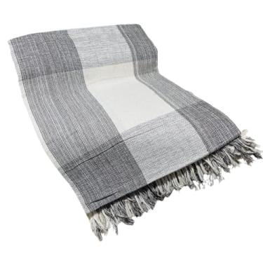 Imagem de Manta de Sofá Gigante 210x120cm em Algodão – Manta Artesanal para Sofá e Cama Decorativa(Chocolate C/Branco)