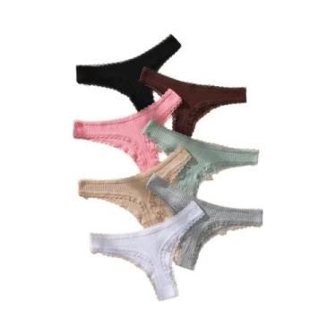 Imagem de Conjunto De Calcinhas De Renda De Algodão Femininas 7 Peças Tanga Sexy