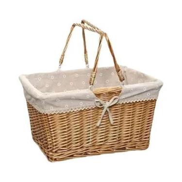 Imagem de Cesta De Armazenamento De Frutas De Vime Feita À Mão Para Camping Ao A