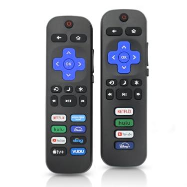 Imagem de Pacote com 2 controles remotos de substituição para Roku TV, compatível com Smart TVs Hisense/TCL/Philips/Onn/Insignia Roku (não para Stick, caixa ou alto-falante)