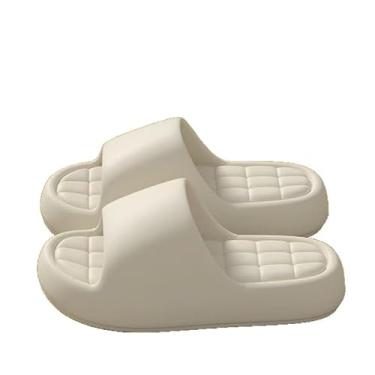 Imagem de Chinelos femininos de massagem macios para casa, sola grossa, antiderrapante, confortável, para casa, com amortecimento, Branco, 8-8.5