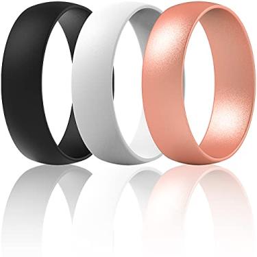 Imagem de ThunderFit Alianças de casamento de silicone unissex, alianças de noivado de borracha 6,3 mm de largura 1,65 mm de espessura - 1/2/3/4/5/6/7 pacote variado