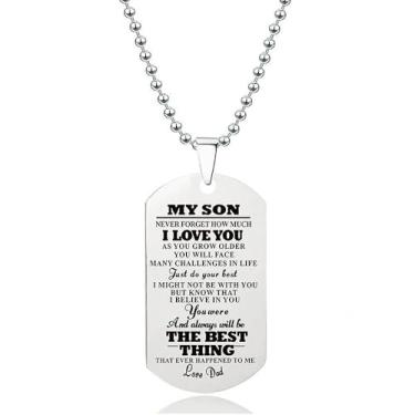Imagem de Colar inspirador de presente para filha e filho, pingente de coração de aço inoxidável I Love You da Mom Dad para aniversário e Natal, average, Metal, Zircônia cúbica