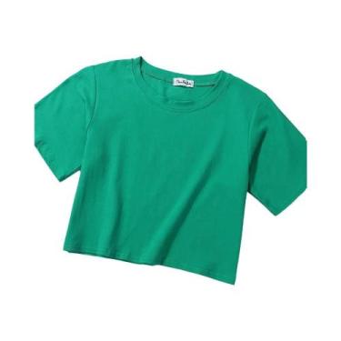 Imagem de Camiseta Feminina De Verão Em Algodão Com Manga Curta, Decote Redondo,