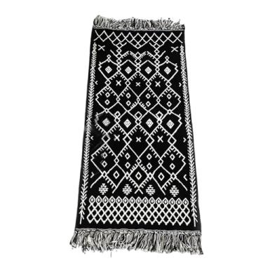 Imagem de Tapete Tecido de Algodão e Linho Estilo Étnico Longo com Franja ao Lado da Cama para Quarto Sofá Sala Estar Tatami Stuart Yak