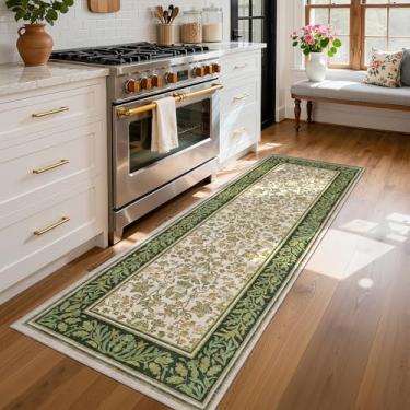 Imagem de GarveeHome Tapete de corredor de cozinha 5 x 15 cm antiderrapante lavável para corredores, tapetes boho vintage com suporte de borracha, tapete interior macio de pelo baixo para entrada, lavanderia