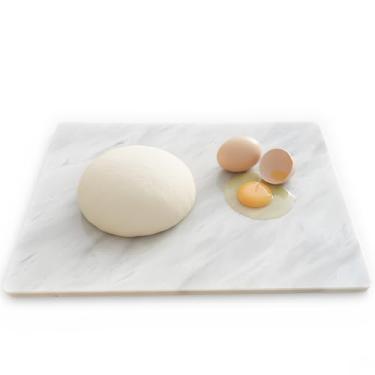 Imagem de DACHUN Tábua de corte de granito preto natural 40 x 50 cm, com pés antiderrapantes, para massa de bolo, placa de pastelaria de pedra... (Volakas White, 20 x 12,8)