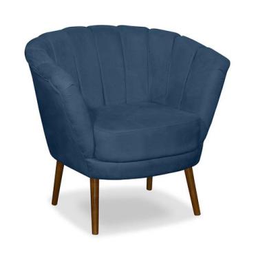 Imagem de Poltrona Pétala Flor Decorativa Suede  Azul marinho - Sonho das Poltro