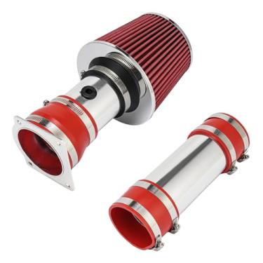 Imagem de PHILTOP Kit de substituição do kit de admissão de ar frio de 7,6 cm para Ford 1994-1996 F150 5.0/5.8L, Bronco, (serve apenas para veículos com unidade de sensor MAF), alto desempenho, vermelho