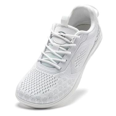 Imagem de HOBIBEAR Tênis minimalista de corrida unissex para trilha sem cadarço, Branco, 9.5 Wide Women/8.5 Wide Men