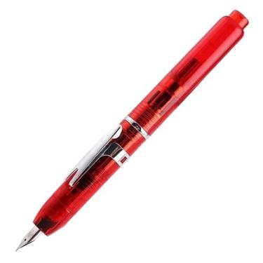 Imagem de MURVE Presenteia-tinteiro retrátil EF F caneta de metal para escrever tinta escolar material de escritório caneta de papelaria (vermelho transparente, EF)
