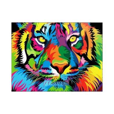 Imagem de Kit De Pintura Em Diamante 5D DIY Com Gato Leão E Tigre, Pedras Redond