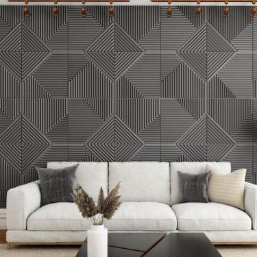 Imagem de  Kit 15 Placas Paineis Decorativos Ripado Revestimento Alto Relevo Mol