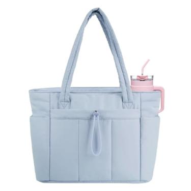 Imagem de JueiXeoy Bolsa feminina acolchoada para enfermeira com porta-copos, compartimento para laptop e bolsa de carrinho para trabalho e viagens, Azul, One Size
