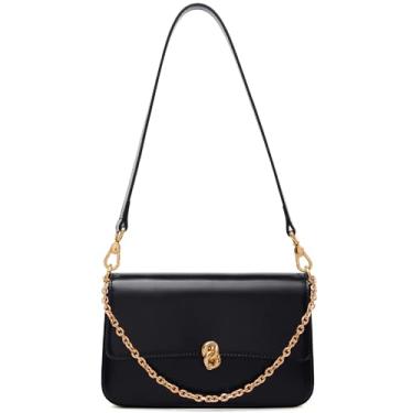 Imagem de LA FESTIN Bolsa pequena de couro para mulheres: Bolsa de mão de designer branca com alça, Preto