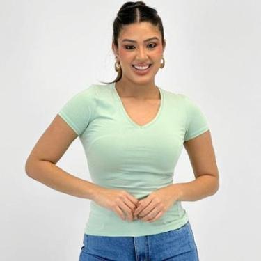 Imagem de Blusa Malwee Básica Manga Curta Gola V Feminina-Feminino