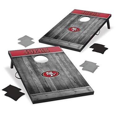 Imagem de Wild Sports Conjunto de cornhole NFL San Francisco 49ers de madeira MDF de 6 x 9 cm - Design de madeira cinza