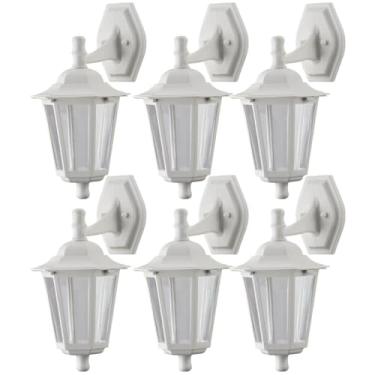 Imagem de 6 Arandelas Clássicas Coloniais Luminárias Branca de Parede E27 Lente Transparente Dital Jardim