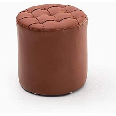 Imagem de Banqueta redonda de madeira maciça para pés - Banco de sapato multifuncional para sala de estar e corredor - Apoio para os pés elegante e banco de sofá - Banco de madeira durável (Cor: 1)
