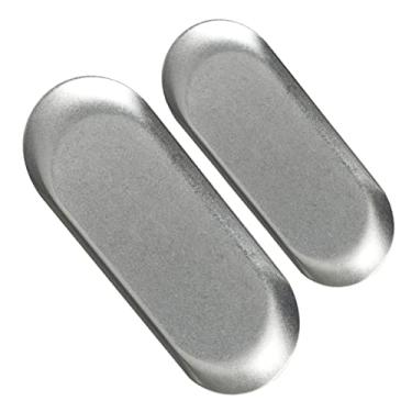 Imagem de FUNNETOYU 2 peças de bandeja de metal oval de aço inoxidável, bandeja decorativa de frutas, decoração de prato de metal para mesa de lanche