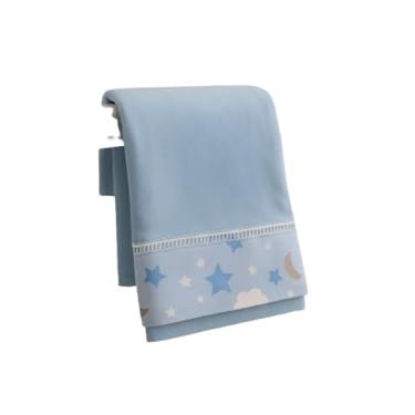 Imagem de Jogo de Lençol 2 Pçs Simples com Elástico Berço Americano Céu Malha com Ponto Palito e Barrado, Lençol e Fronha (Azul Bebê)