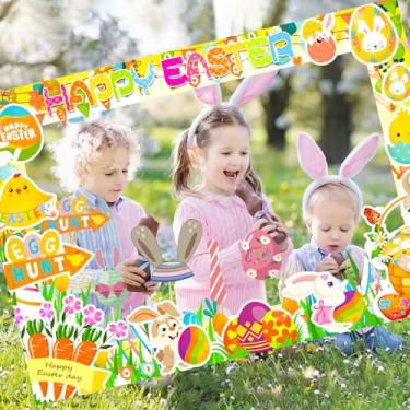 Imagem de 30 peças de adereços de cabine de fotos de Páscoa, porta-retrato portátil para crianças, adultos, artigos de festa divertidos para celebração da primavera