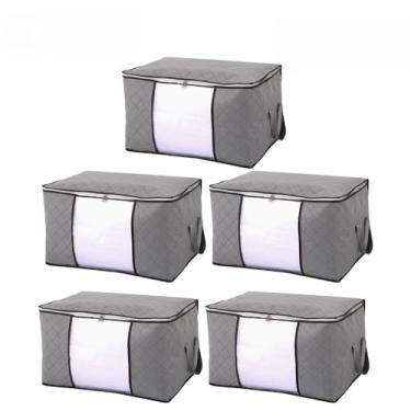 Imagem de Caixa Saco Organizador Grande Edredom Cobertor Casaco Guarda(5PCS-84L-Cinza)