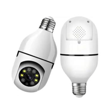 Imagem de Câmera de Segurança IP 360 Lâmpada Wi-fi, Visão Noturna, Áudio HD, 1080p, Branco e Preto, E27 Bivolt