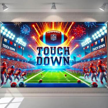 Imagem de BlissYard Tela de fundo de estádio de futebol Touch Down 188 x 109 cm com luzes de corrida para a equipe cena de multidão para dia de jogo, festa esportiva, exibição de parede