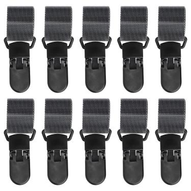 Imagem de 10 clipes de bandeira de jardim, clipes de suporte antivento, acessórios de mastro de bandeira seguros resistentes para decoração de banners de quintal ao ar livre, para evitar escorregões (preto)