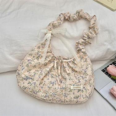 Imagem de Sacola floral com laço, bolsa de ombro com alça texturizada, bolsa tiracolo feminina, Azul