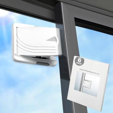 Imagem de Fechadura para crianças com porta deslizante, pacote com 6 fechaduras de segurança para crianças/animais de estimação para portas de vidro deslizantes, janelas deslizantes, portas deslizantes para