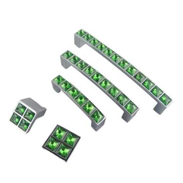 Imagem de CXYFQUUK Puxador de diamante de vidro cristal ferragens para móveis puxadores de gaveta de porta deslizante guarda-roupa armários de cozinha puxador de armário puxador 2 peças (64 mm)