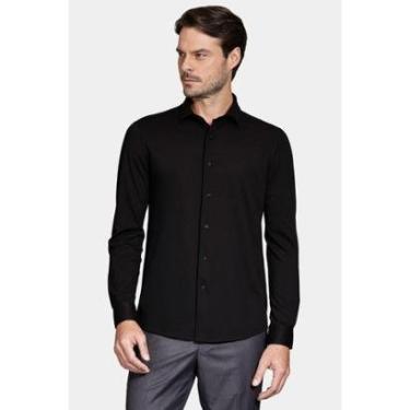 Imagem de Camisa Aramis Manga Longa Slim Piquet de Malha Preto-Masculino