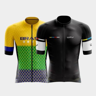 Imagem de Combo 2 Camisas Premium de Ciclismo Masculinas Manga Curta Respirável Proteção Uv-Masculino