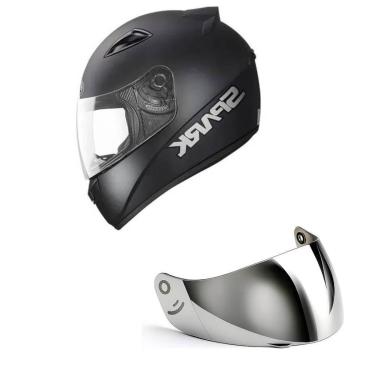 Imagem de Capacete Ebf New Spark Solid Preto Fosco Mais Viseira Prata-Masculino