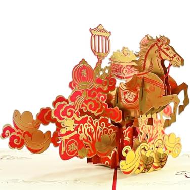 Imagem de GMEMNOV Cartões de Ano Novo Chinês 2026-3D Pop-Up Cartão Ano do Cavalo Festival de Primavera Decorações Presente para Família e Amigos Crianças