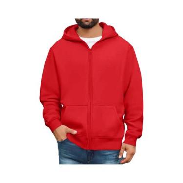 Imagem de Moletom Masculino Com Capuz Em Cores Sólidas E Bolsos Tipo Canguru, Ja